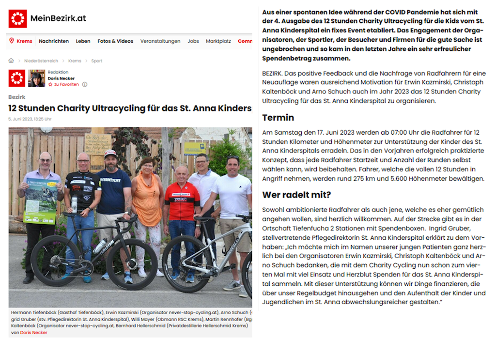 Charity Ultacycling 2023 - Mein Bezirk