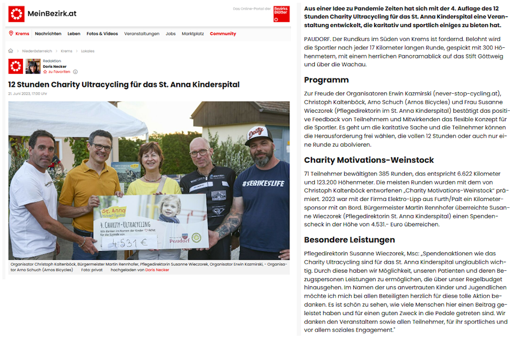 Charity Ultacycling 2023 - Mein Bezirk