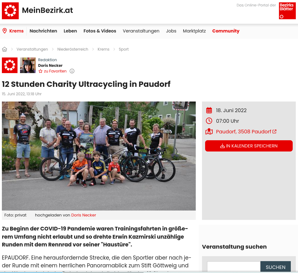 Charity Ultracycling 2022 - NÖN